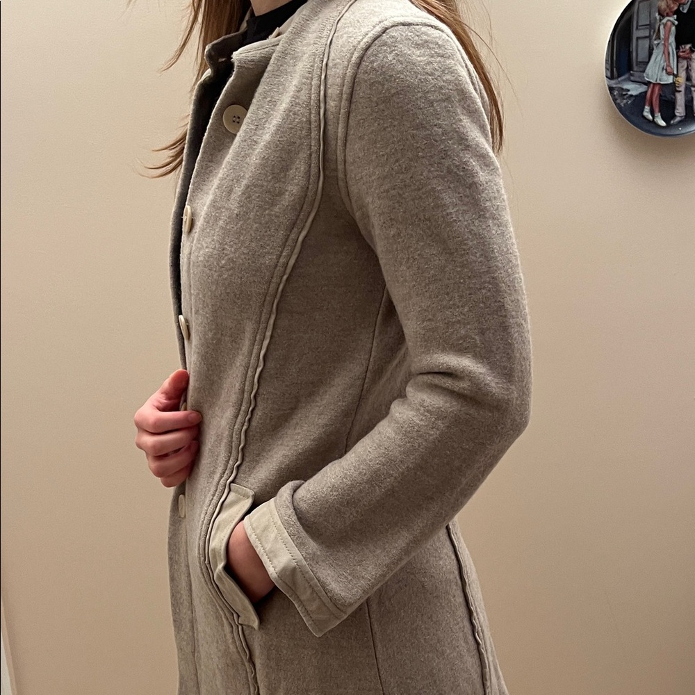Women's alpaca with lather details Beige Coat